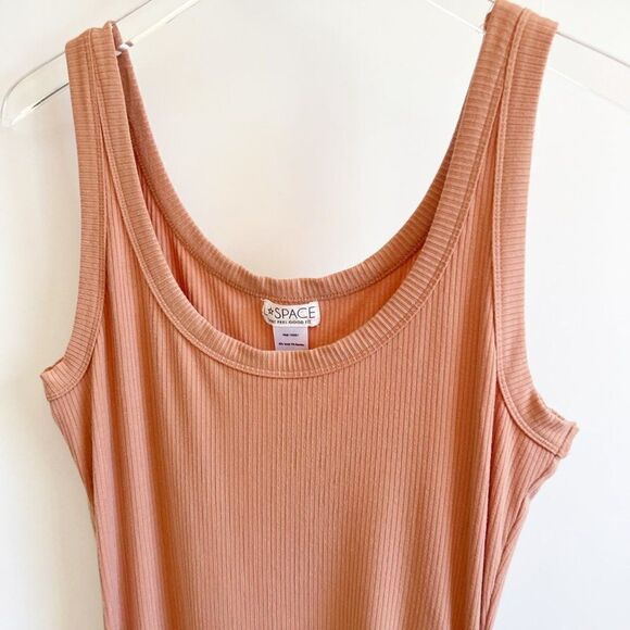 L Space Orange Ribbed Midi Dress Slit XL Sleeveless - Picture 6 of 7